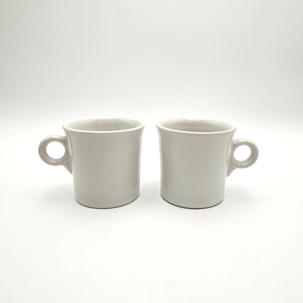 2 Bright White Fiesta Ware Mugs, Made in USA, Quality MCM Vintage Coffee Tea